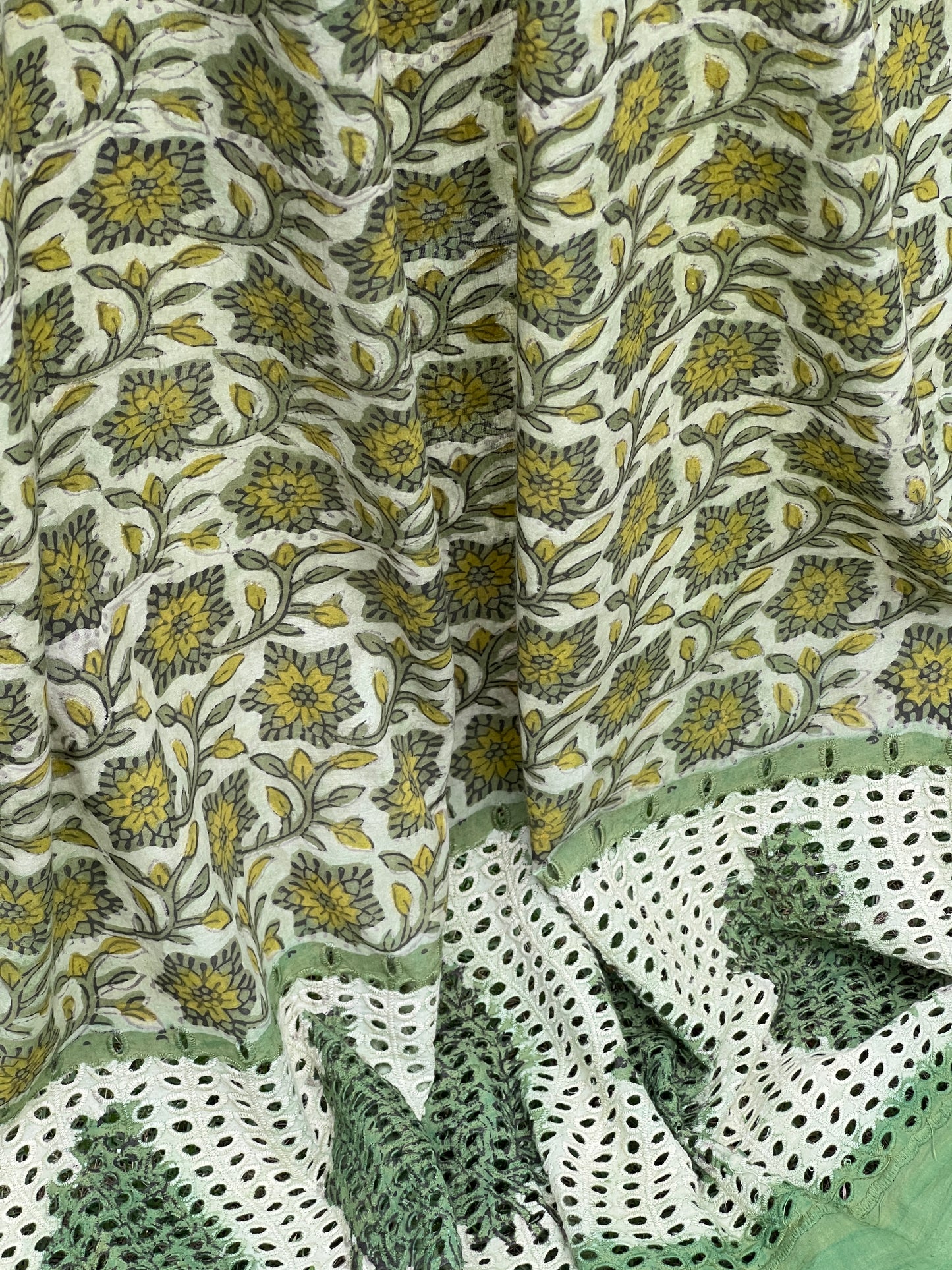 Ajrakh Dabu Block-printed Hakoba Cotton Fabric