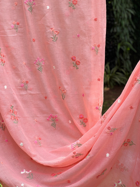 Embroidered Kota Fabric