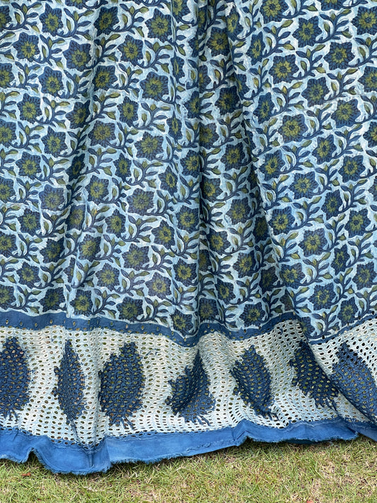 Ajrakh Dabu Block-printed Hakoba Cotton Fabric
