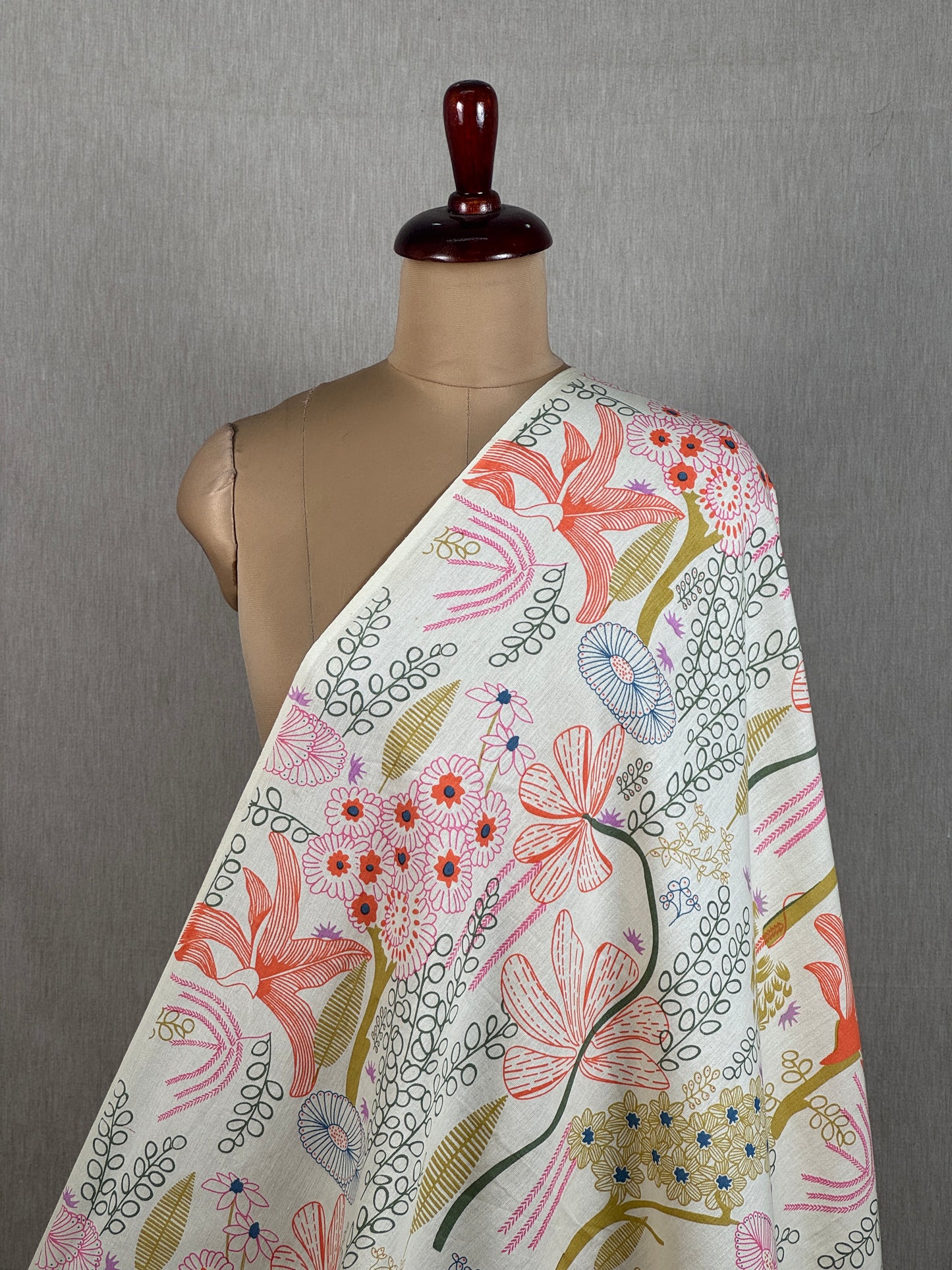 Printed Flax Cotton Fabric