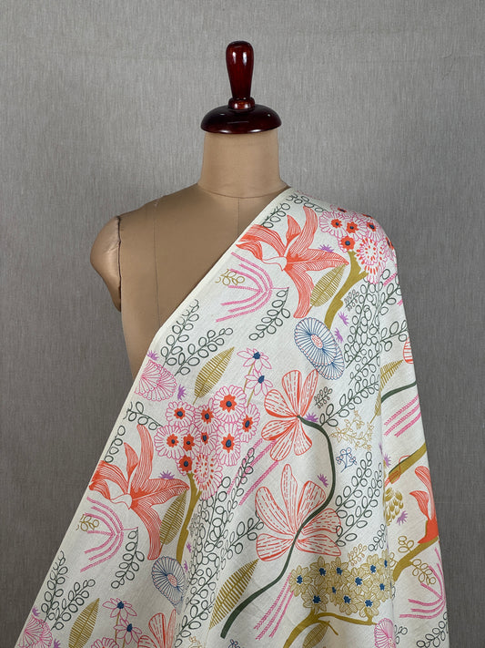 Printed Flax Cotton Fabric