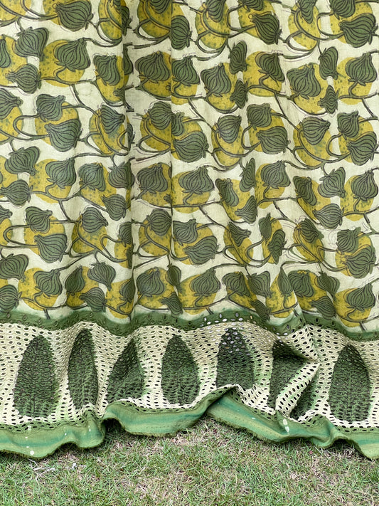Ajrakh Dabu Block-printed Hakoba Cotton Fabric