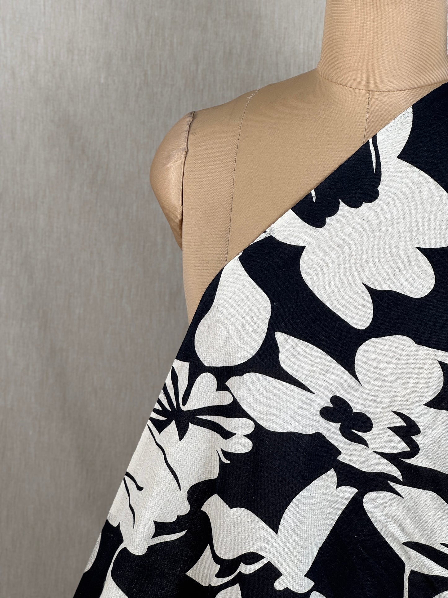 Printed Flax Cotton Fabric