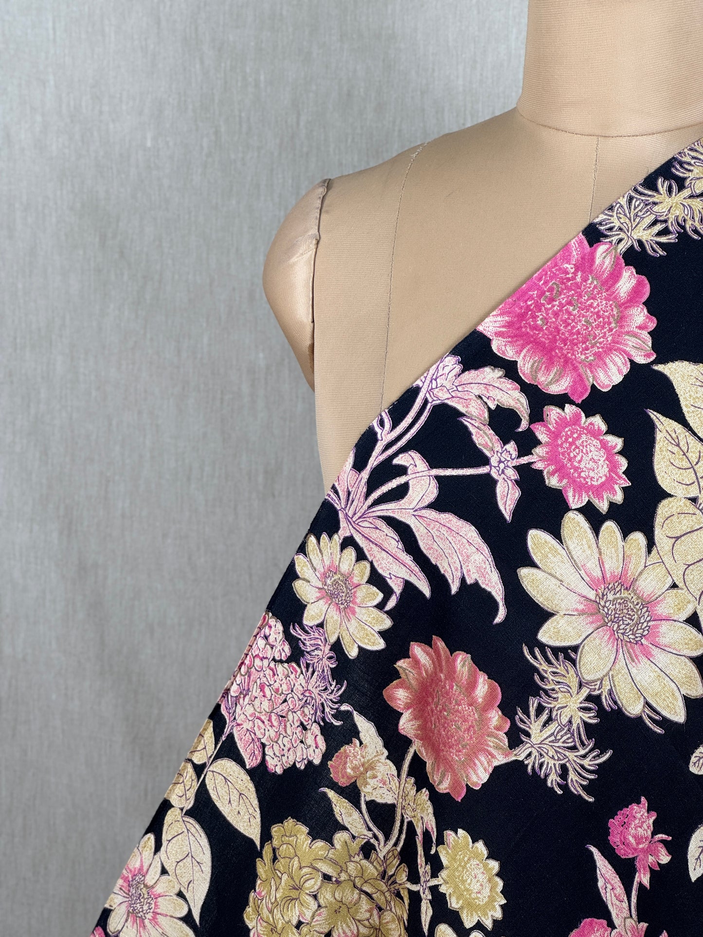 Printed Flax Cotton Fabric