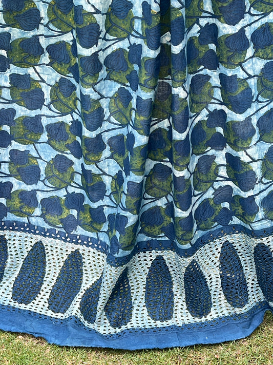 Ajrakh Dabu Block-printed Hakoba Cotton Fabric
