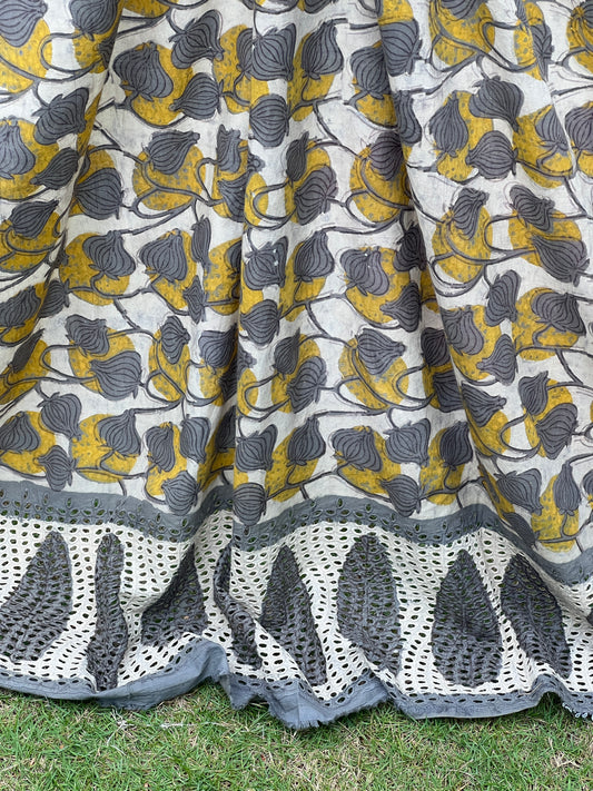 Ajrakh Dabu Block-printed Hakoba Cotton Fabric
