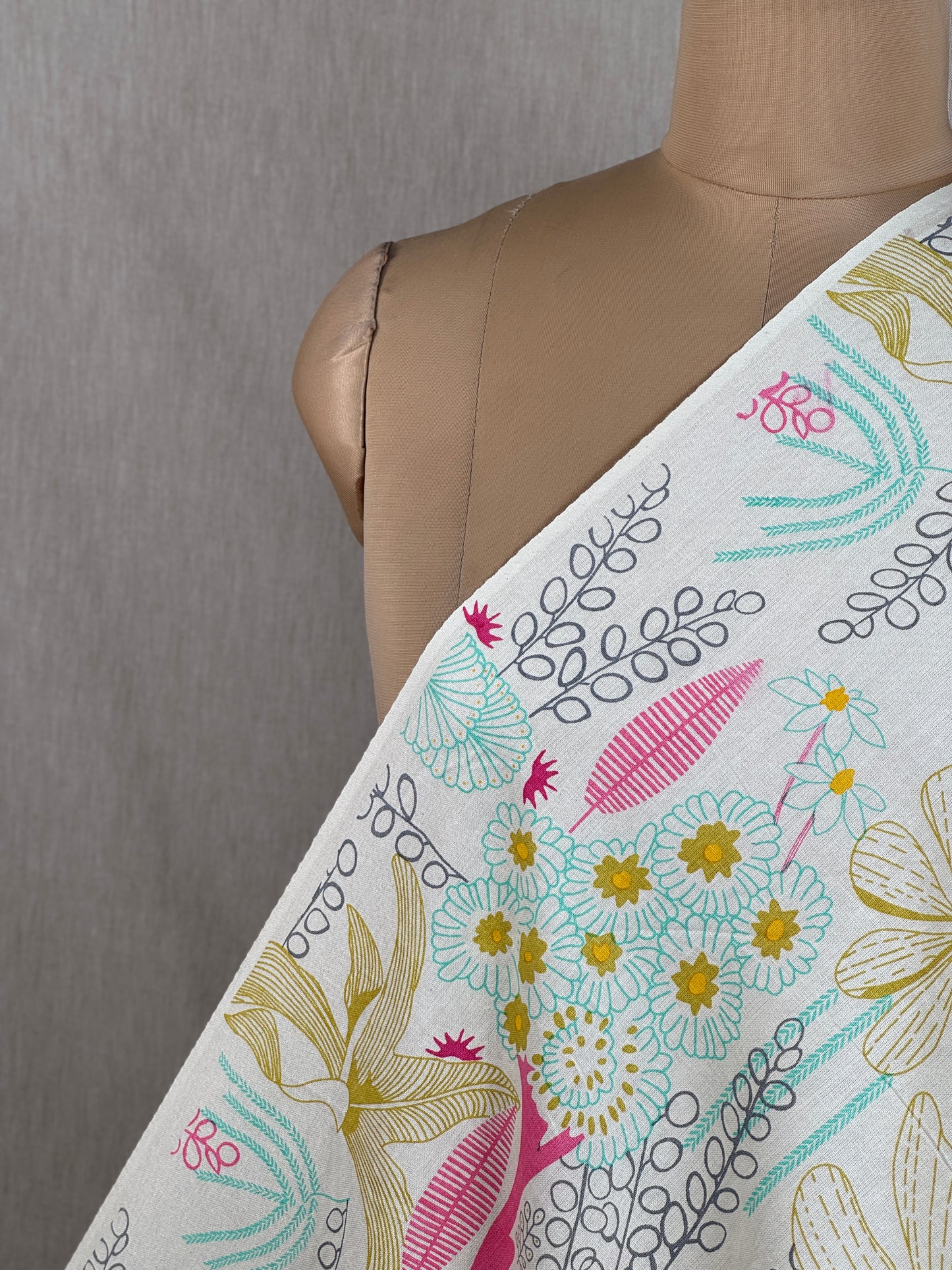 Printed Flax Cotton Fabric