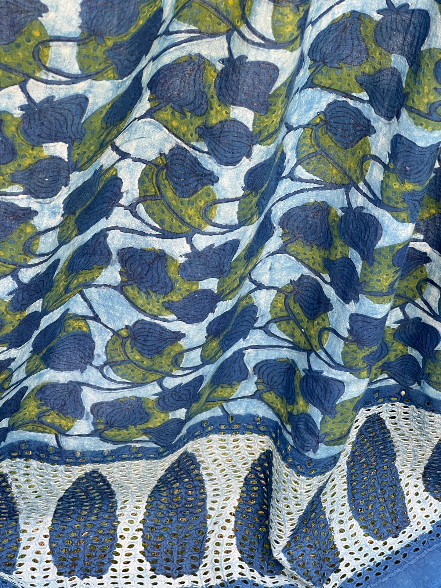 Ajrakh Dabu Block-printed Hakoba Cotton Fabric