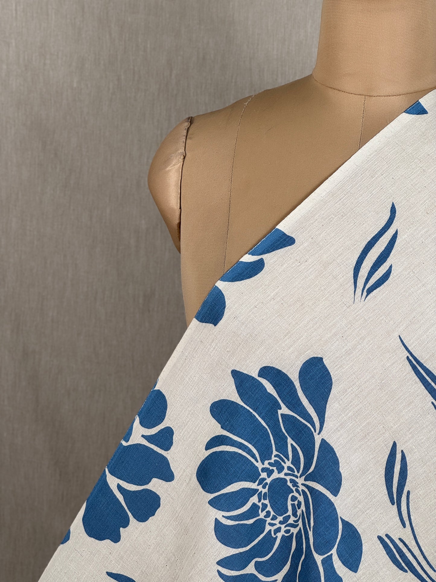 Printed Flax Cotton Fabric