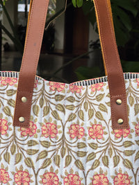 Block Printed Quilted Cotton Tote Bag