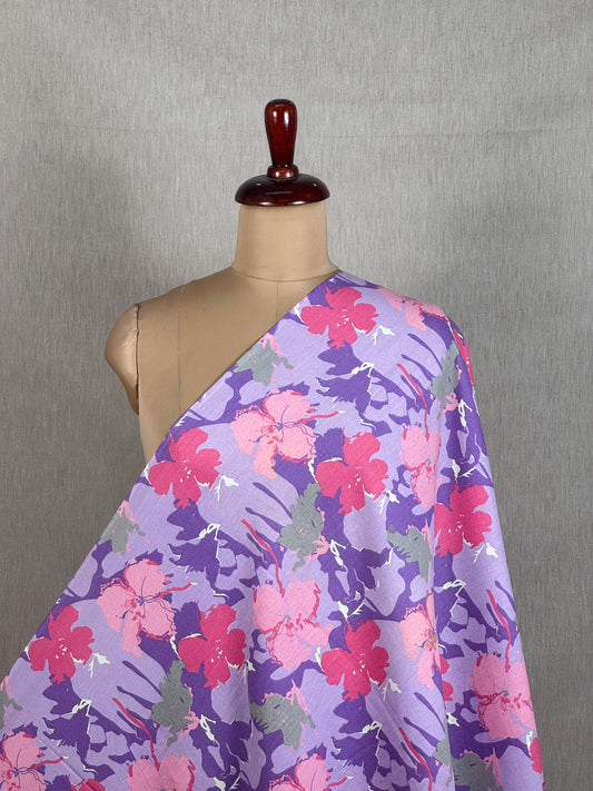 Printed Flax Cotton Fabric