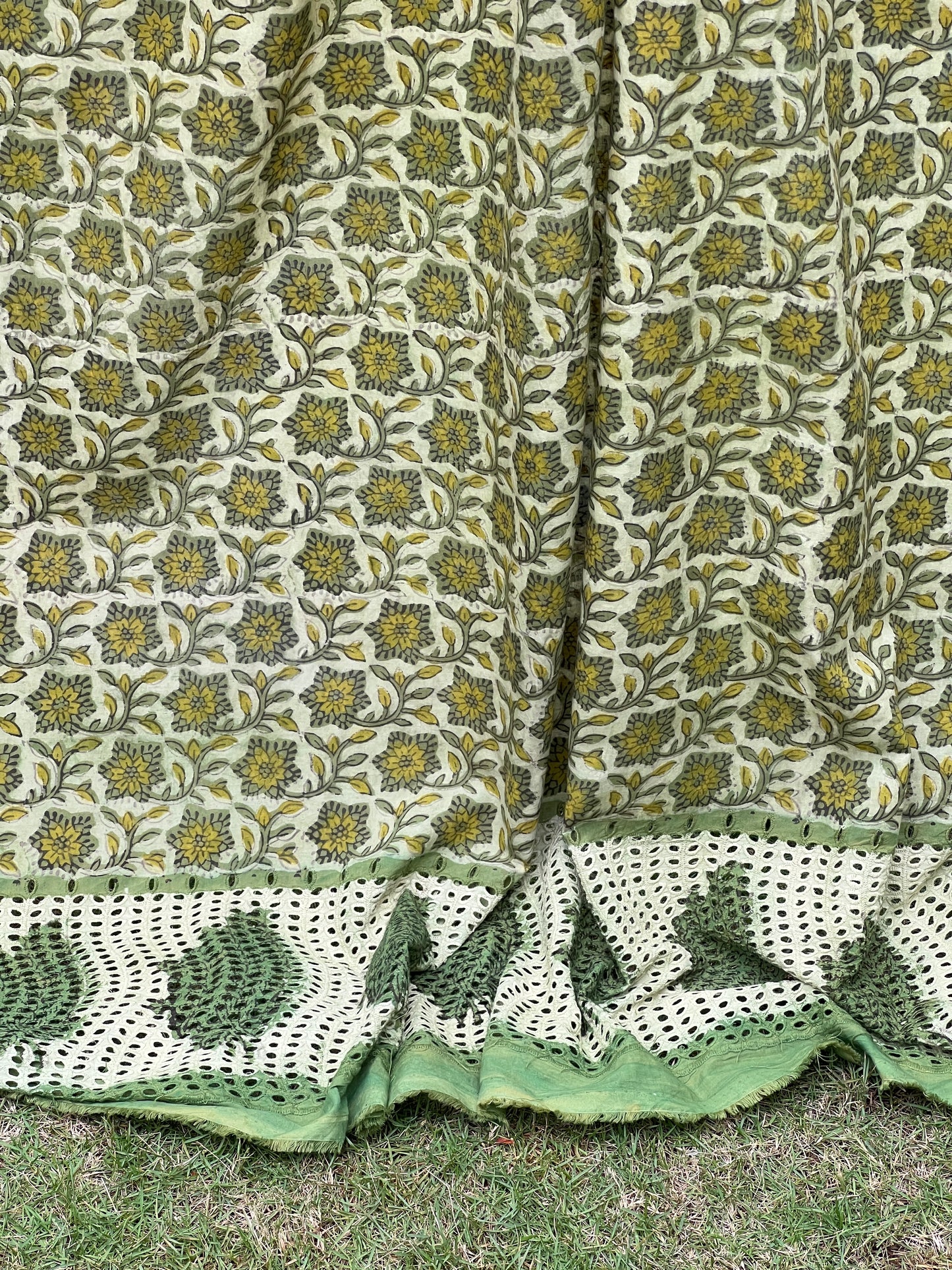 Ajrakh Dabu Block-printed Hakoba Cotton Fabric