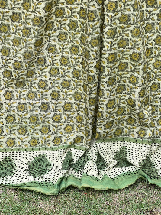 Ajrakh Dabu Block-printed Hakoba Cotton Fabric