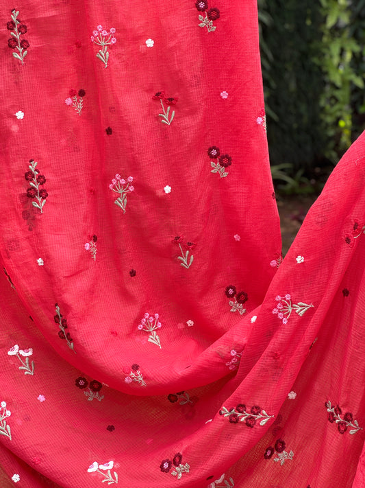 Embroidered Kota Fabric