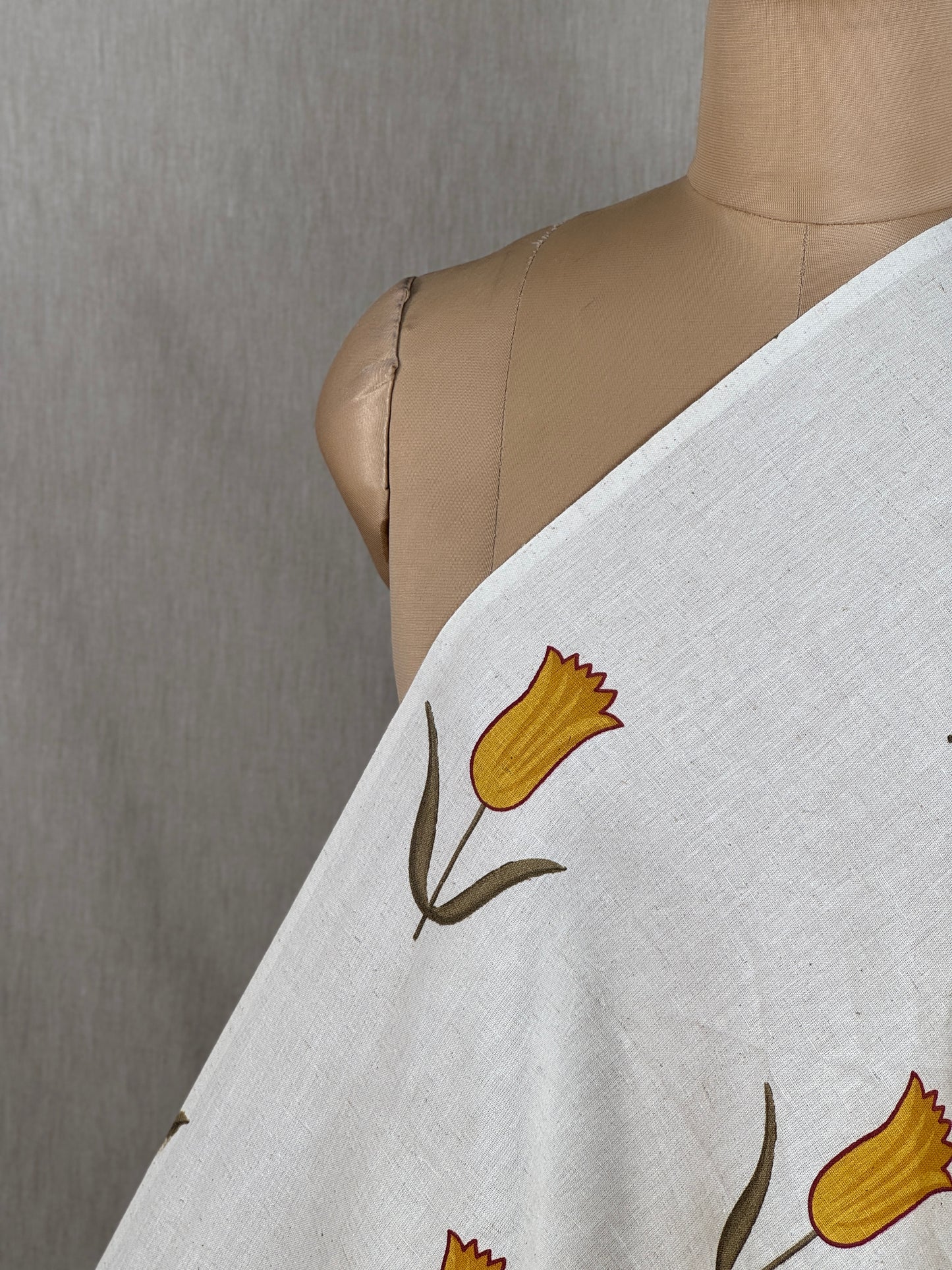 Printed Flax Cotton Fabric