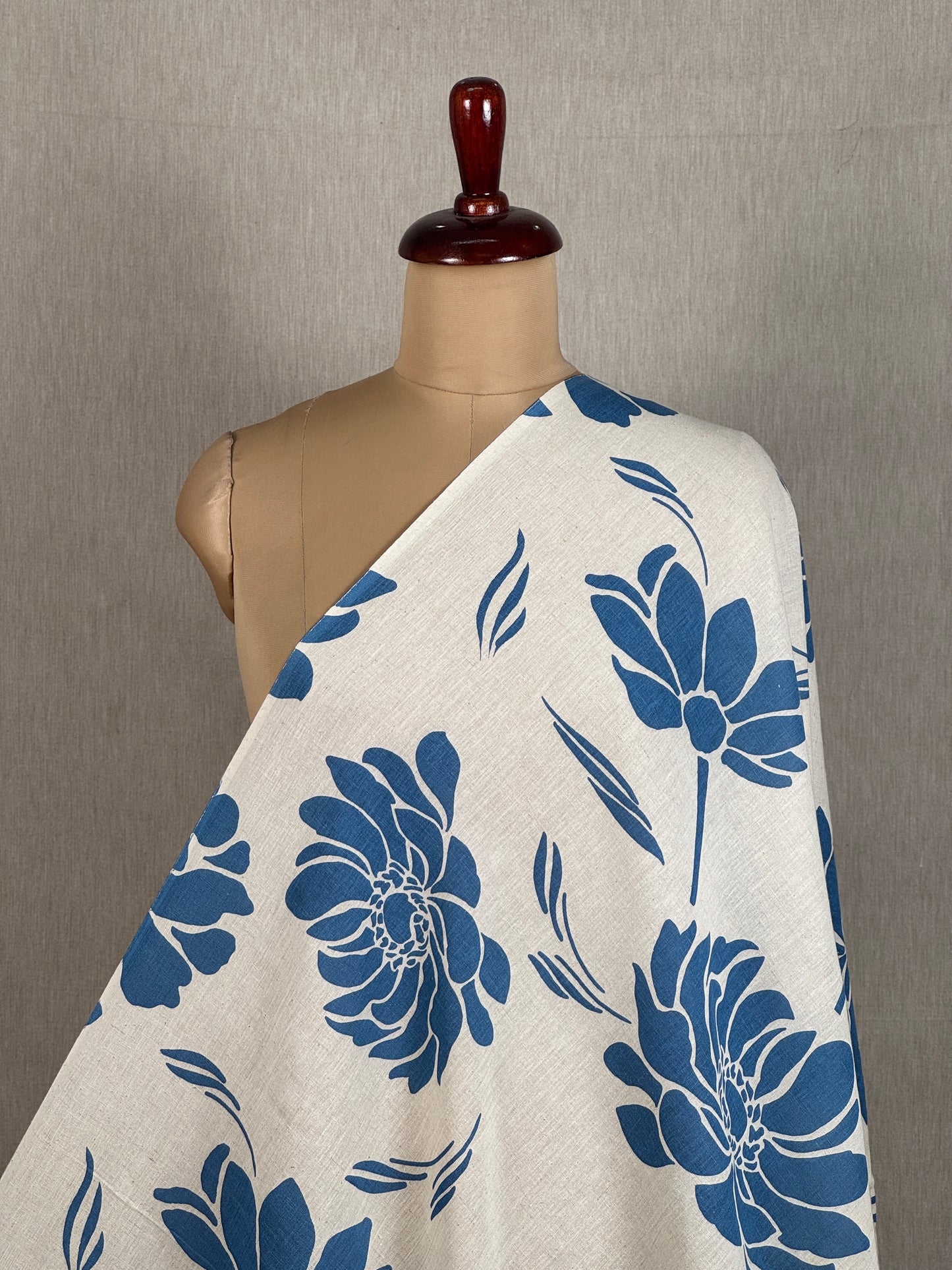 Printed Flax Cotton Fabric