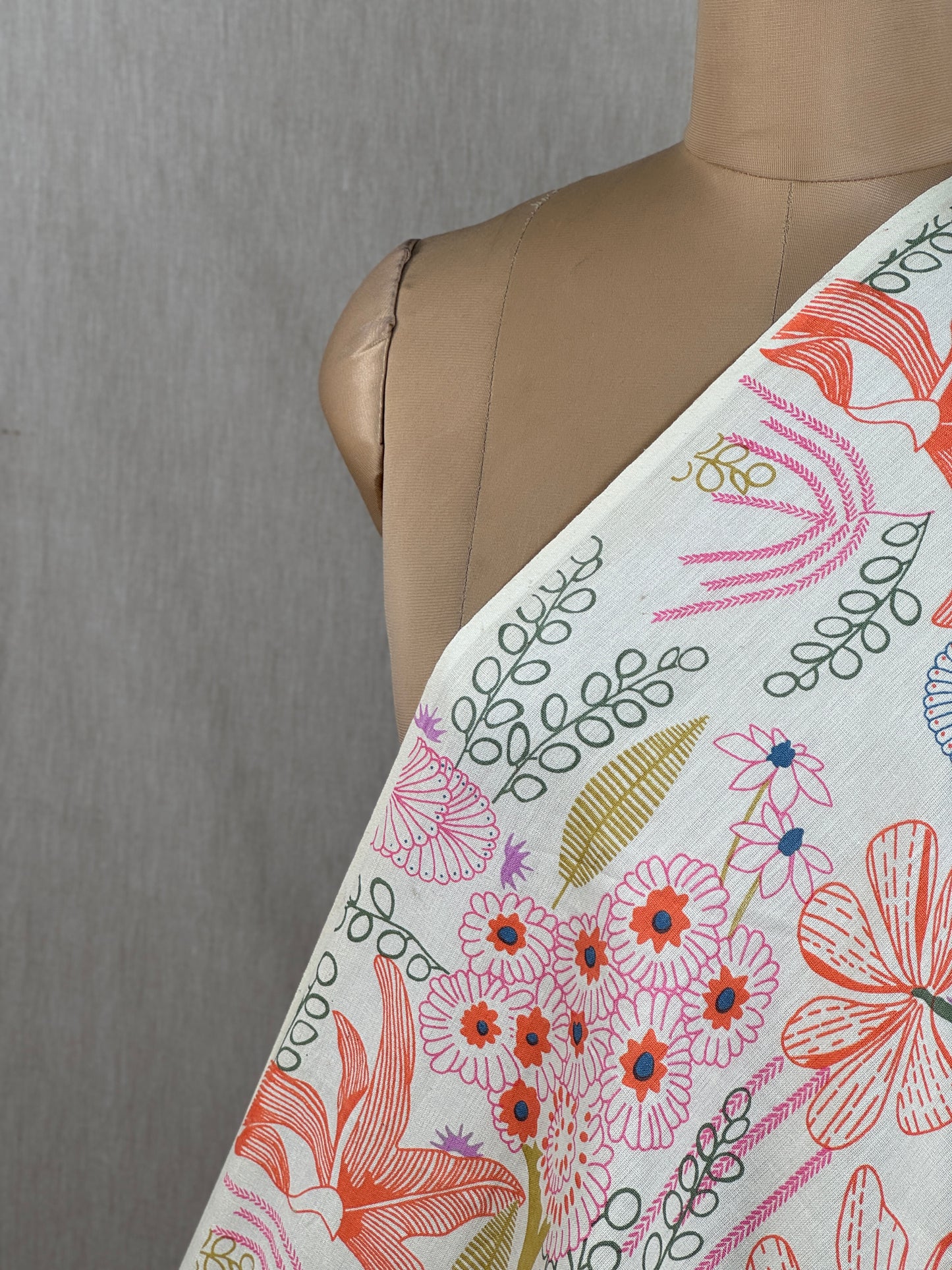 Printed Flax Cotton Fabric