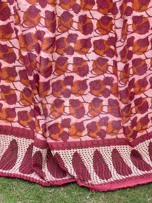 Ajrakh Dabu Block-printed Hakoba Cotton Fabric