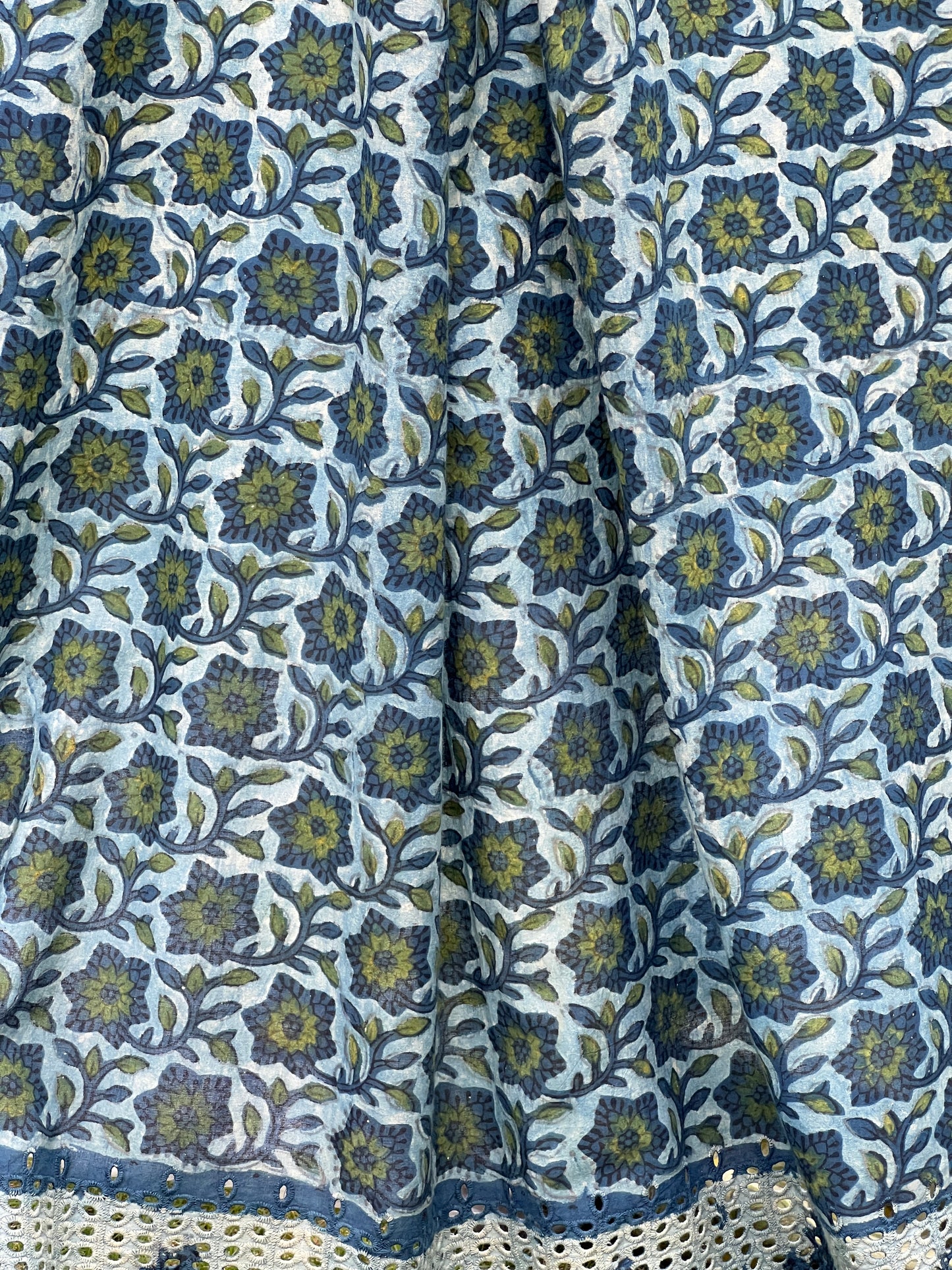 Ajrakh Dabu Block-printed Hakoba Cotton Fabric