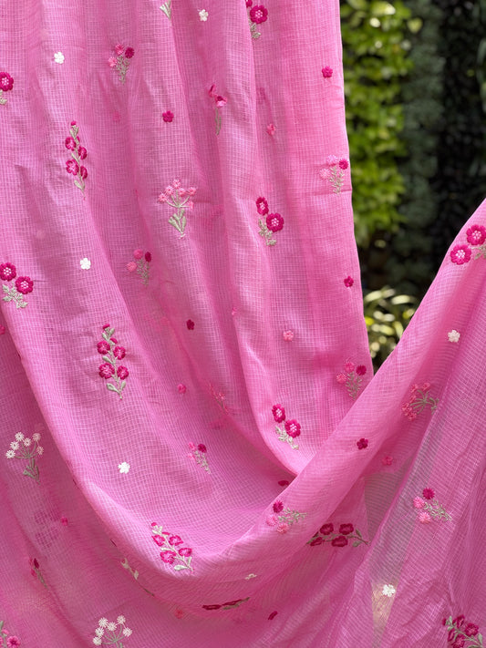 Embroidered Kota Fabric